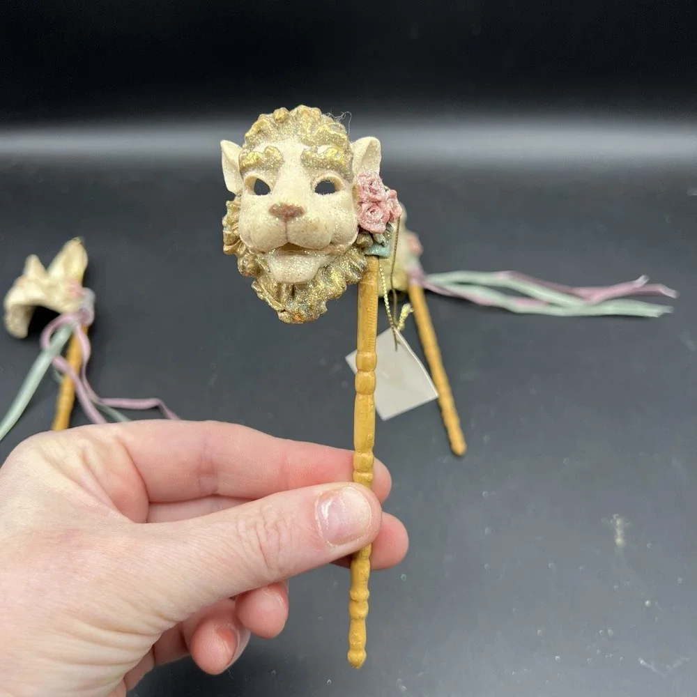 VTG Katherines Collection Ornaments Set of 3 Carnival Mask Lion Rabbit Llama